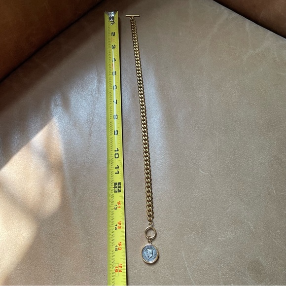 Gold silver plated Roman augustus coin gold plated curb chain toggle choker - Picture 7 of 8